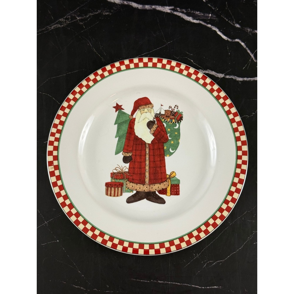 Vintage 1998 Sakura Debbie Mumm Magic of Santa Tree Presents 8in Plate
